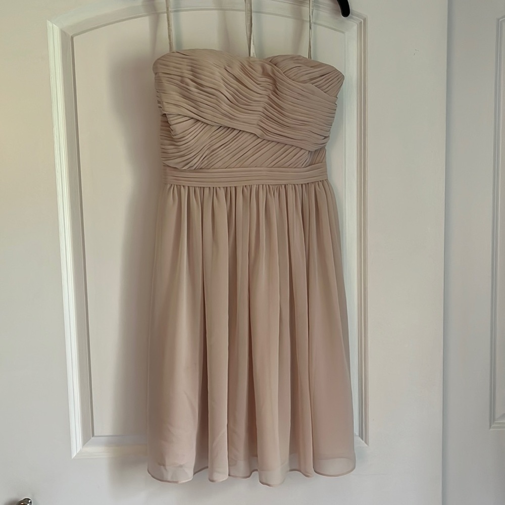 Bill Levkoff Cream Strapless Cocktail Dress